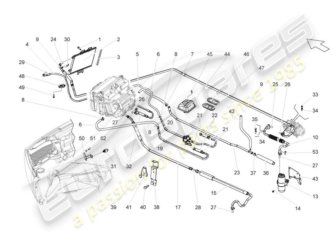 lamborghini gallardo coupe (2004) diagramme des pièces du condenseur de climatisation