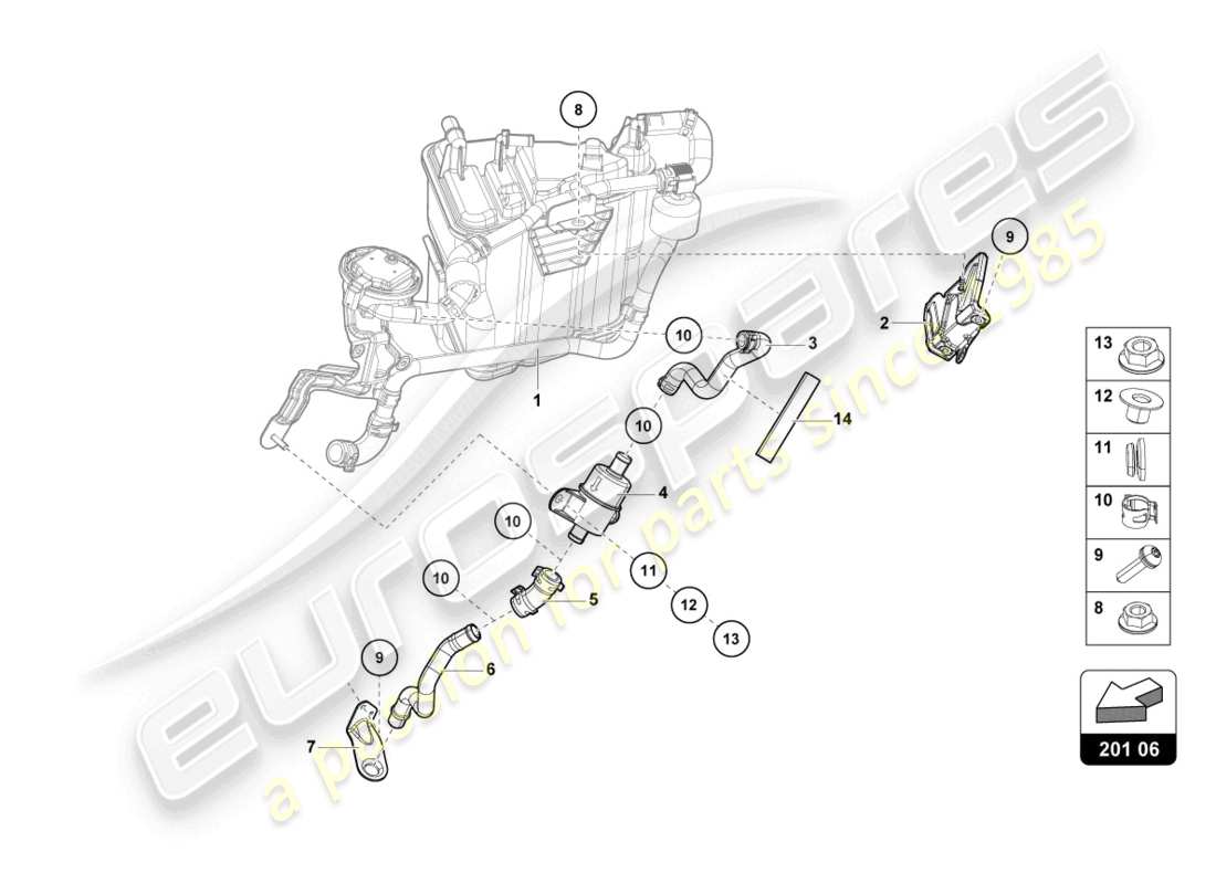 lamborghini evo coupe 2wd (2021) récipient de charbon actif schéma des pièces