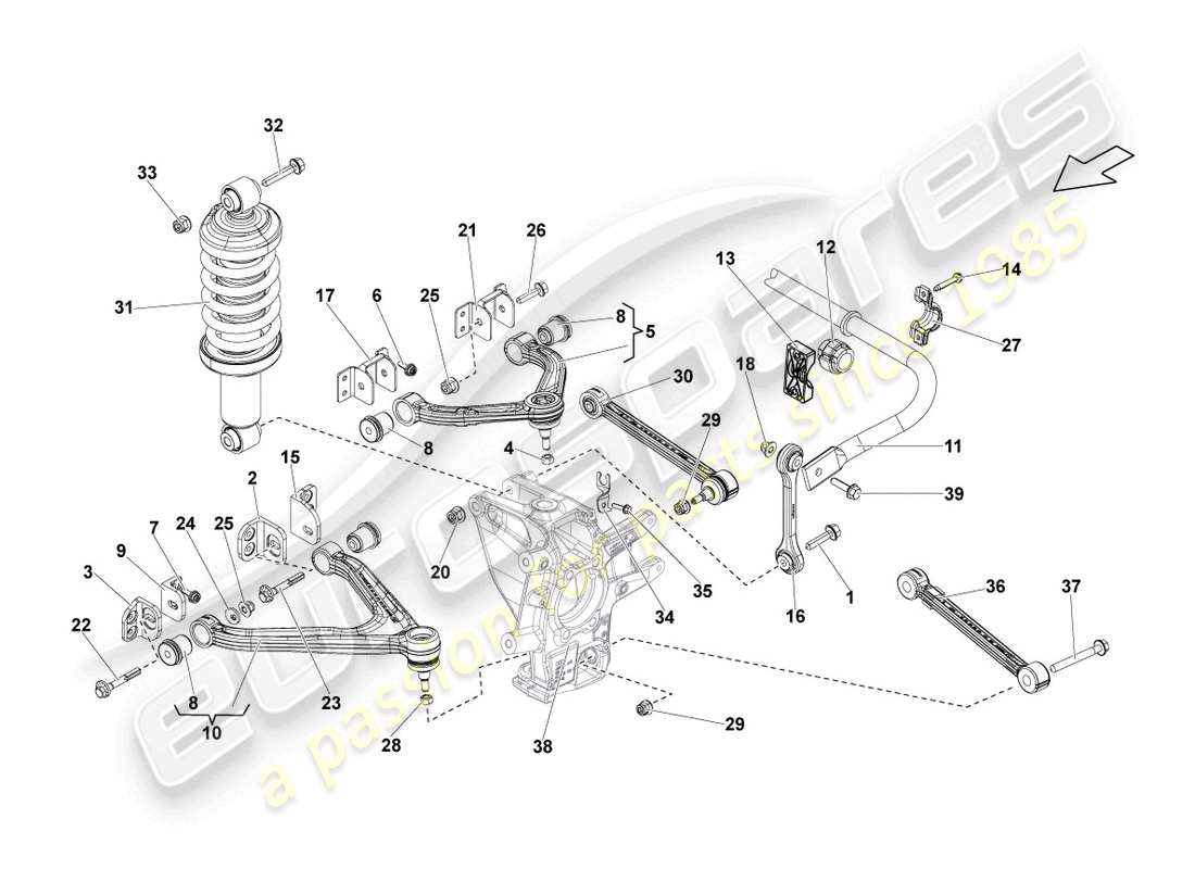 lamborghini lp550-2 coupe (2013) wishbone arrière schéma des pièces