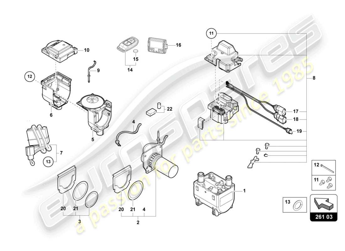 lamborghini urus (2020) chauffage auxiliaire pour circuit de refroidissement schéma des pièces