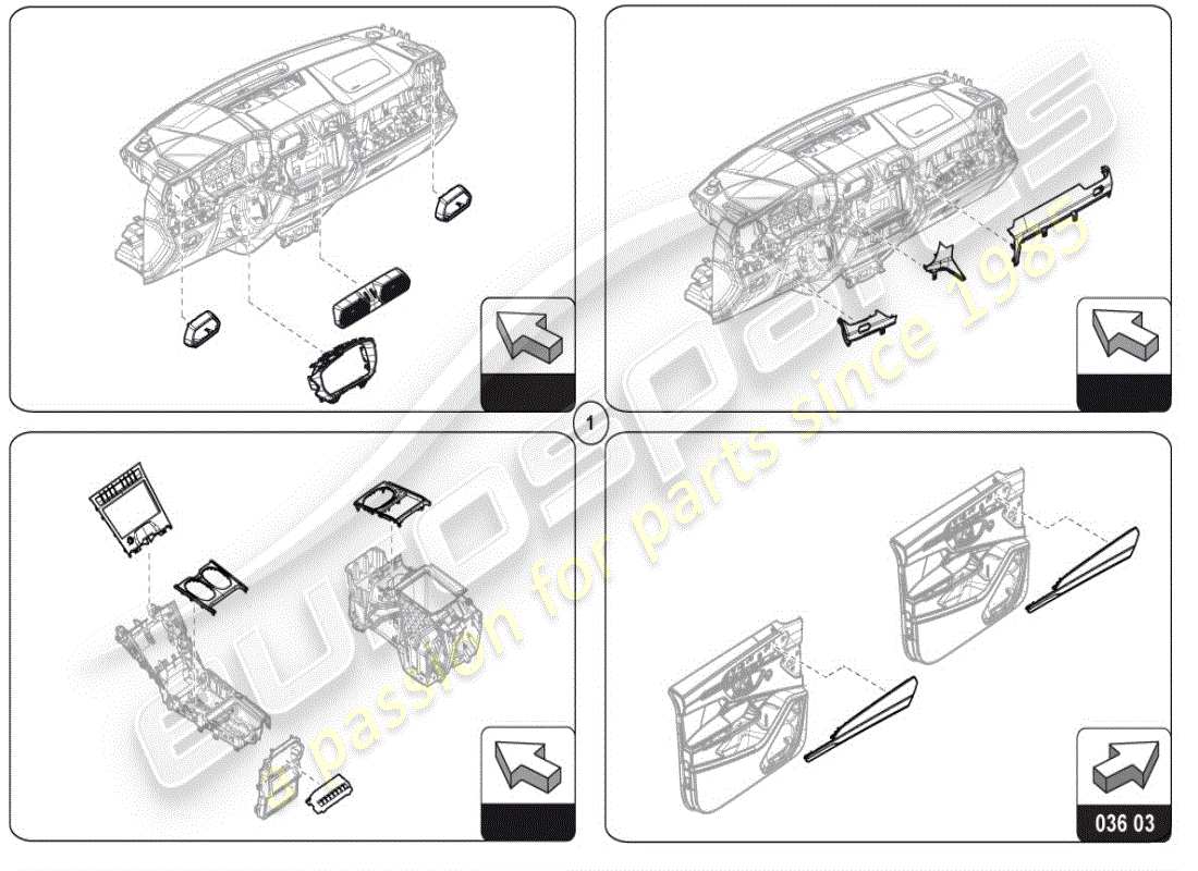 lamborghini urus performante (accessories) diagramme des pièces de moulures