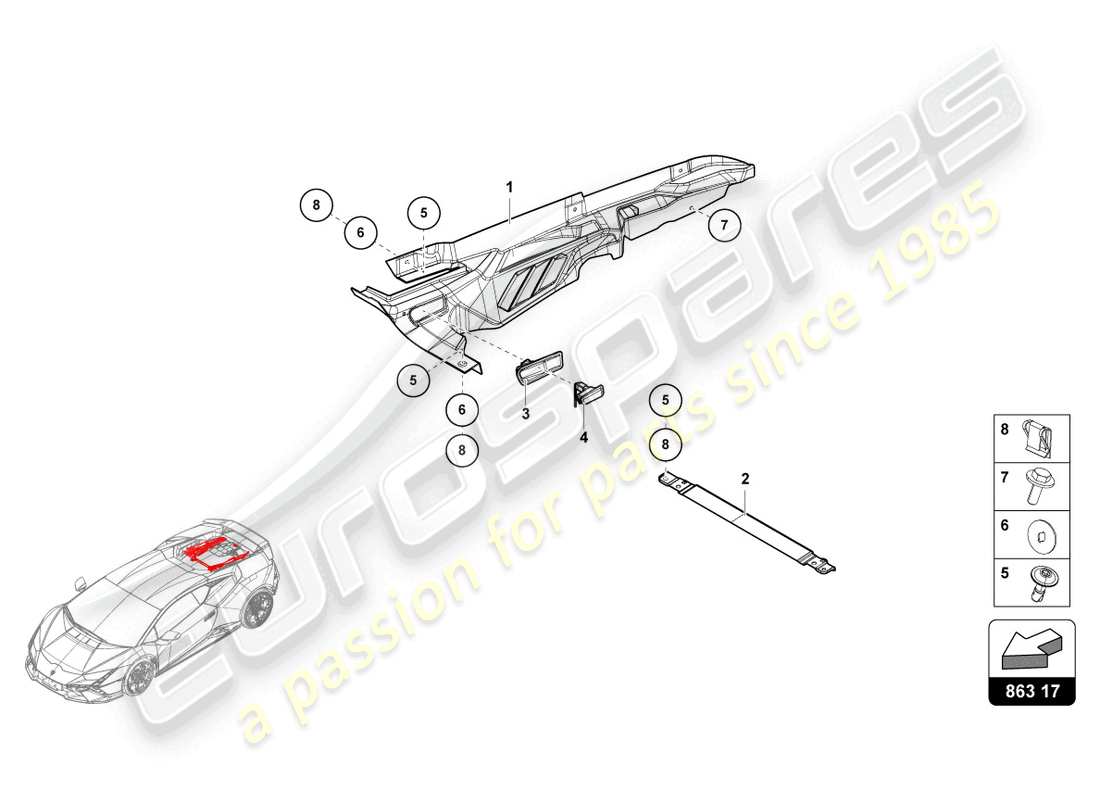 lamborghini tecnica (2024) couvercle moteur schéma des pièces