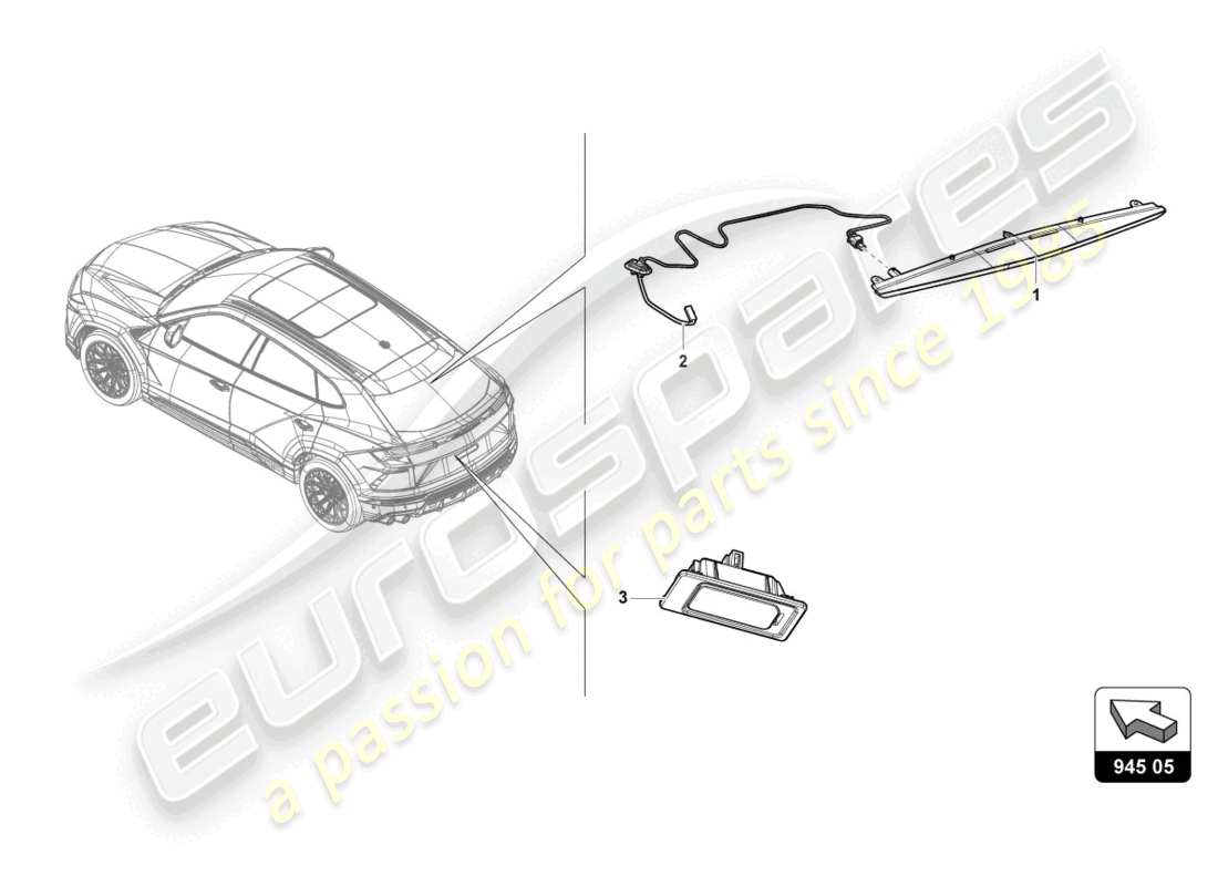 lamborghini urus (2022) feu stop supplémentaire schéma des pièces