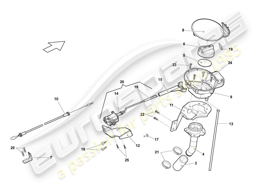 lamborghini blancpain sts (2012) trappe de remplissage de carburant schéma des pièces