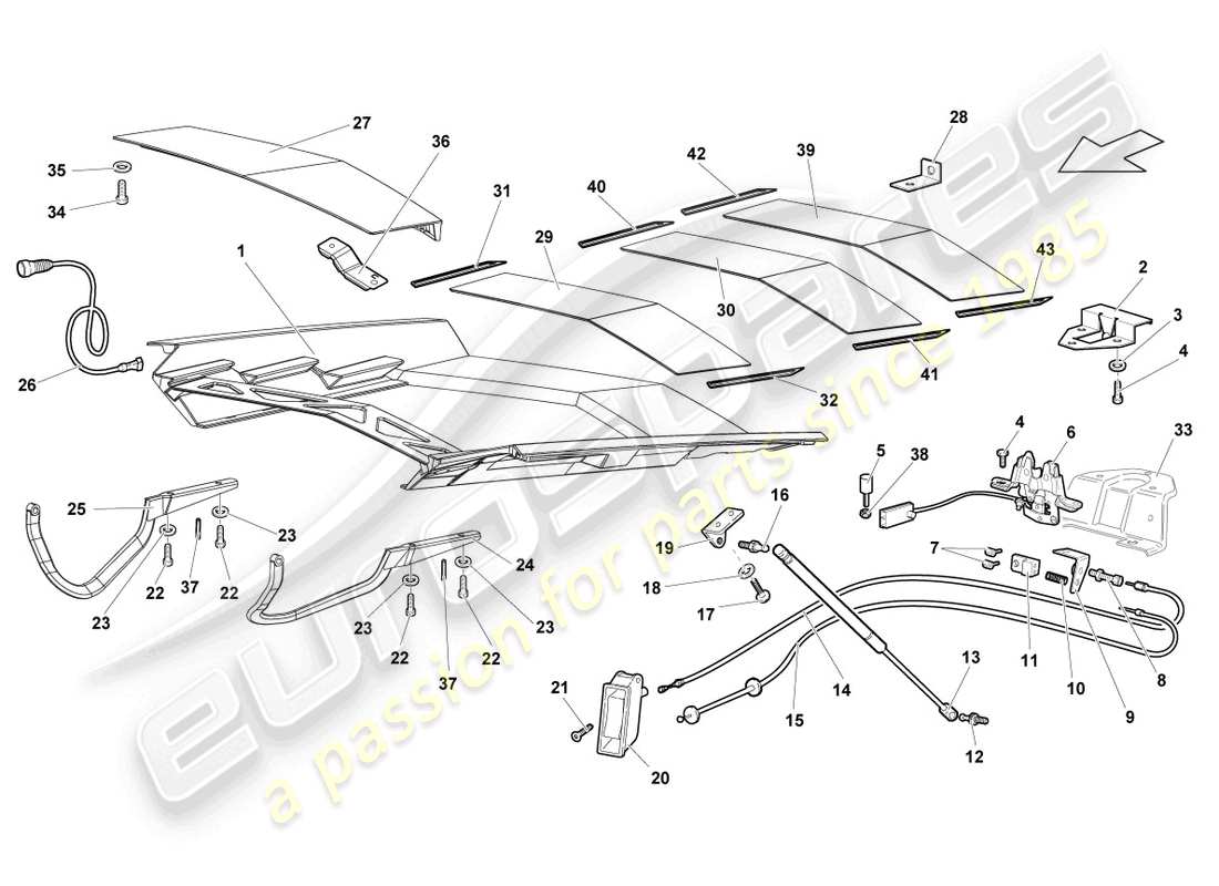 lamborghini reventon volet pour cache moteur transparent schéma des pièces