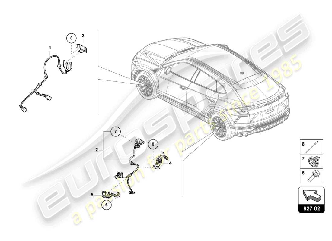 lamborghini urus (2022) faisceau de cablage pour système de freins antiblocage -abs- schéma des pièces