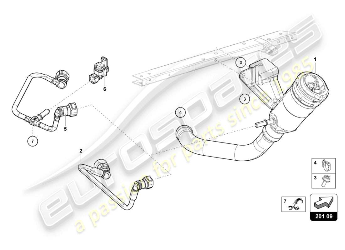 lamborghini evo spyder (2022) col de remplissage de carburant schéma des pièces