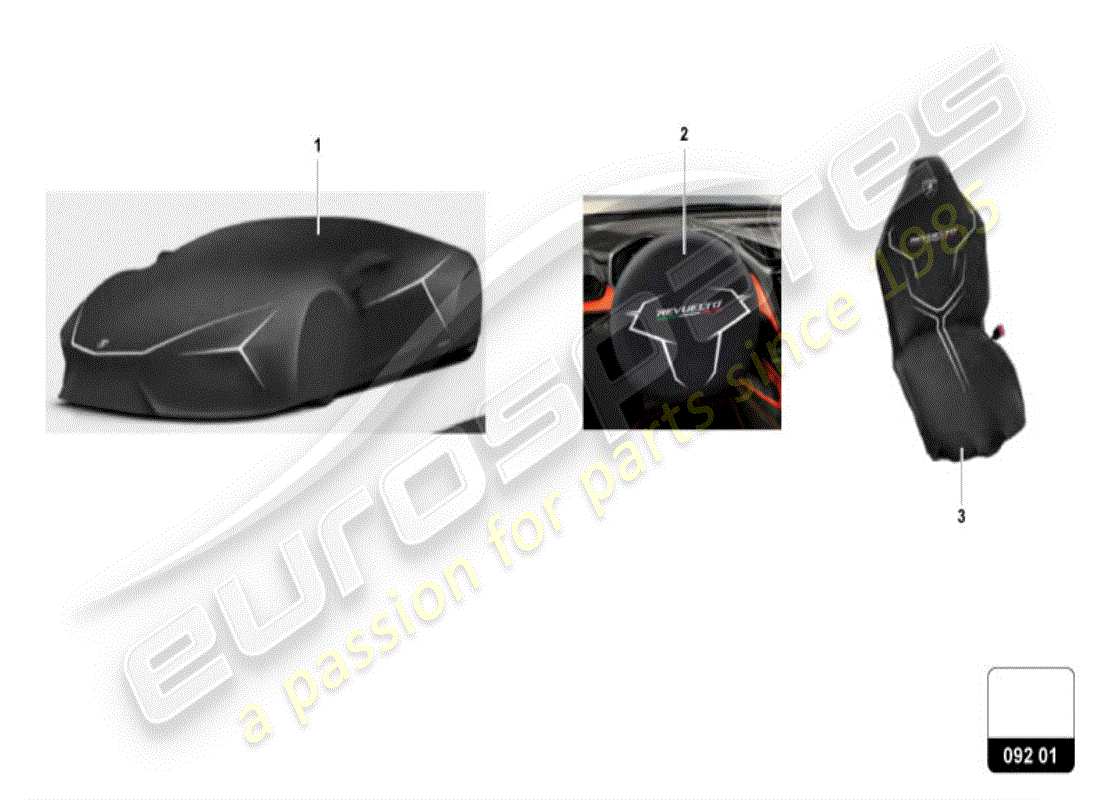 lamborghini revuelto coupe (accessories) couvertures schéma des pièces