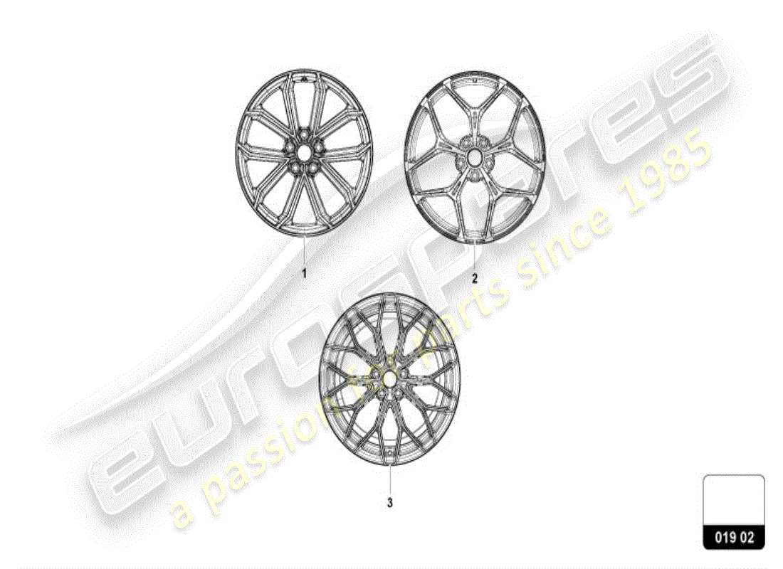 lamborghini revuelto coupe (accessories) jante en aluminium schéma des pièces