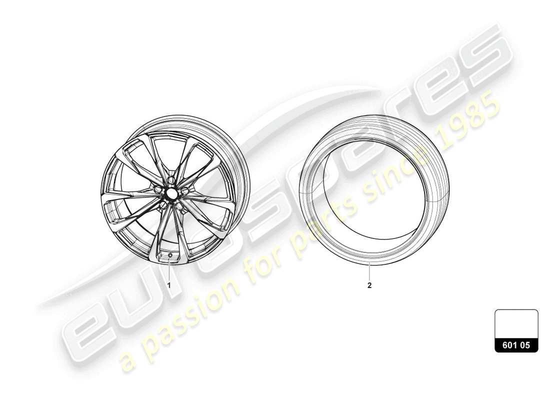 lamborghini urus s (2024) roues/pneus 23 schéma des pièces