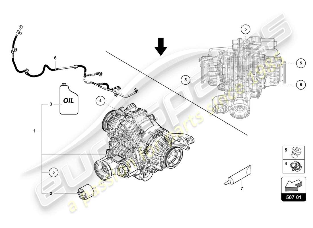 lamborghini urus performante (2024) différentiel arrière schéma des pièces