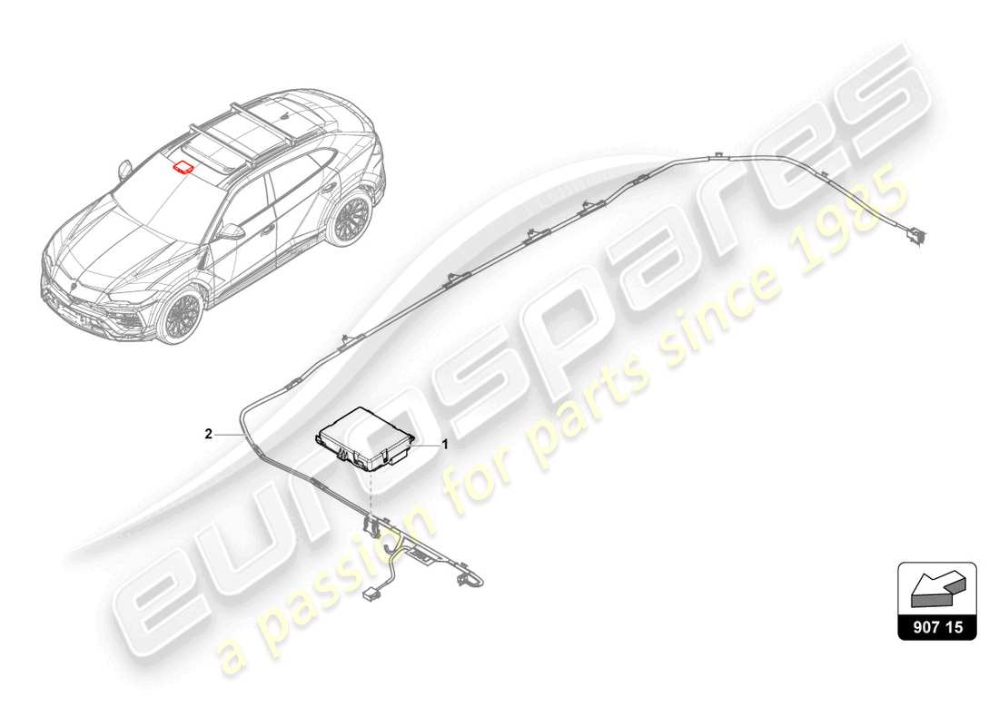 lamborghini urus (2020) unité de commande pour commandes de toit ouvrant coulissant électrique schéma des pièces
