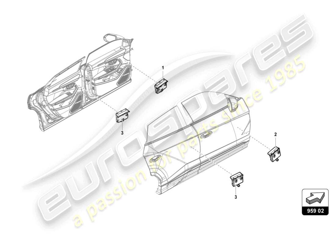 lamborghini urus (2021) unité de commande de porte schéma des pièces