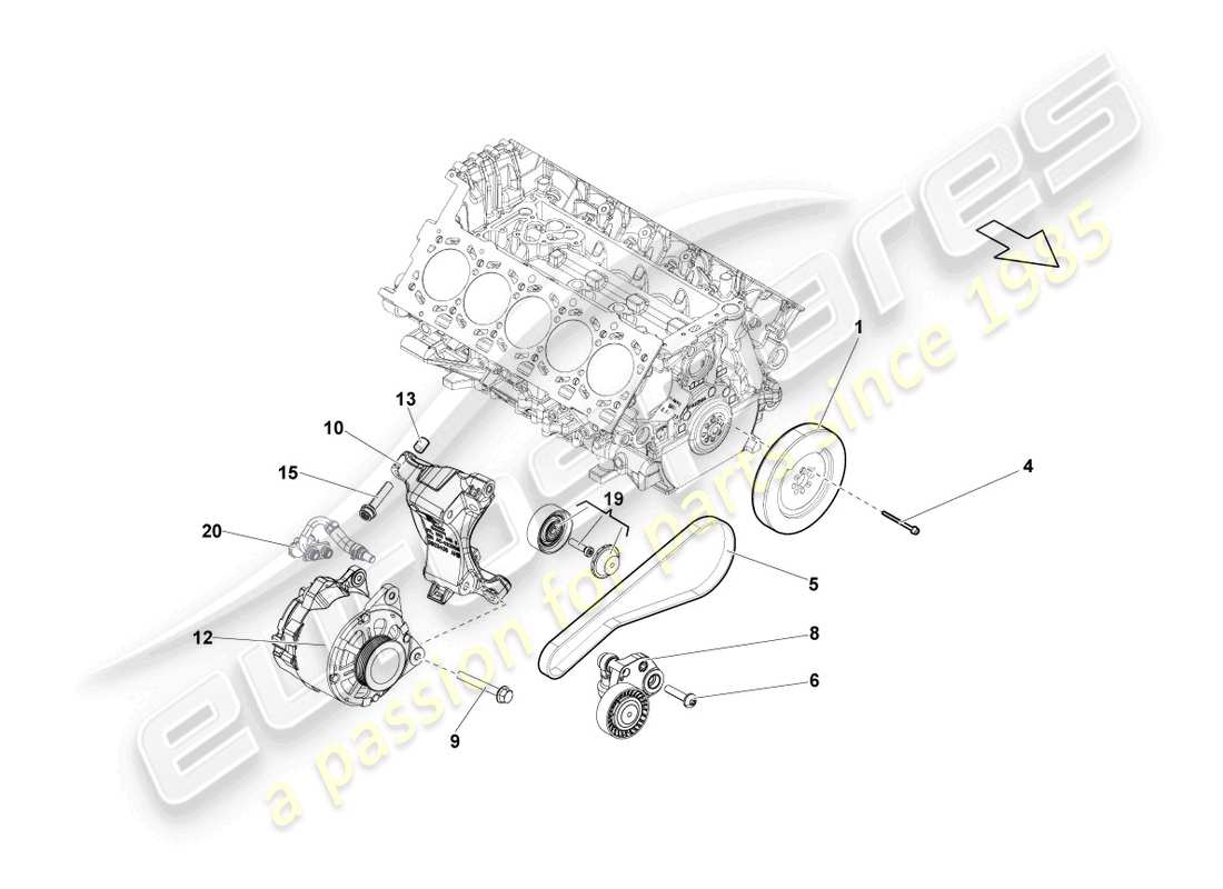 lamborghini lp570-4 sl (2013) schéma des pièces de l'alternateur