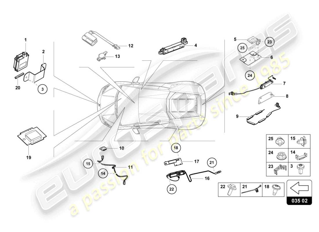 lamborghini evo coupe (2022) schéma des pièces du haut-parleur