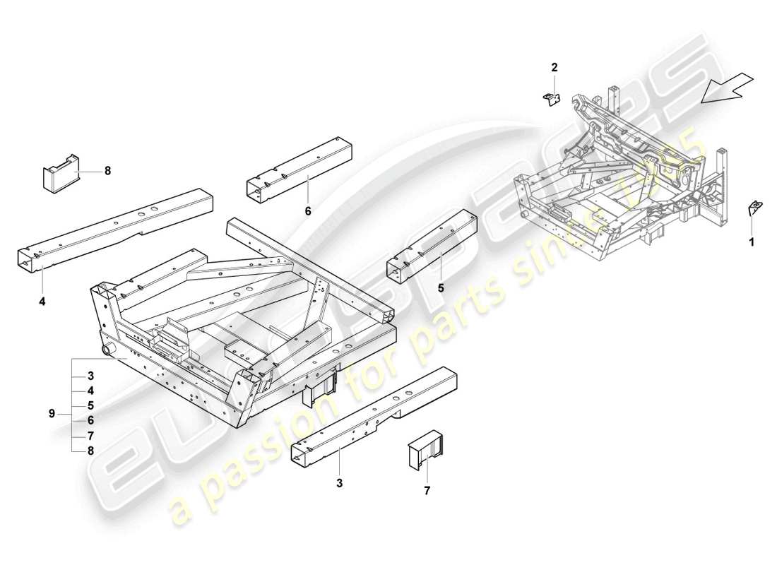 lamborghini lp570-4 sl (2014) carrosserie partie avant schéma des pièces