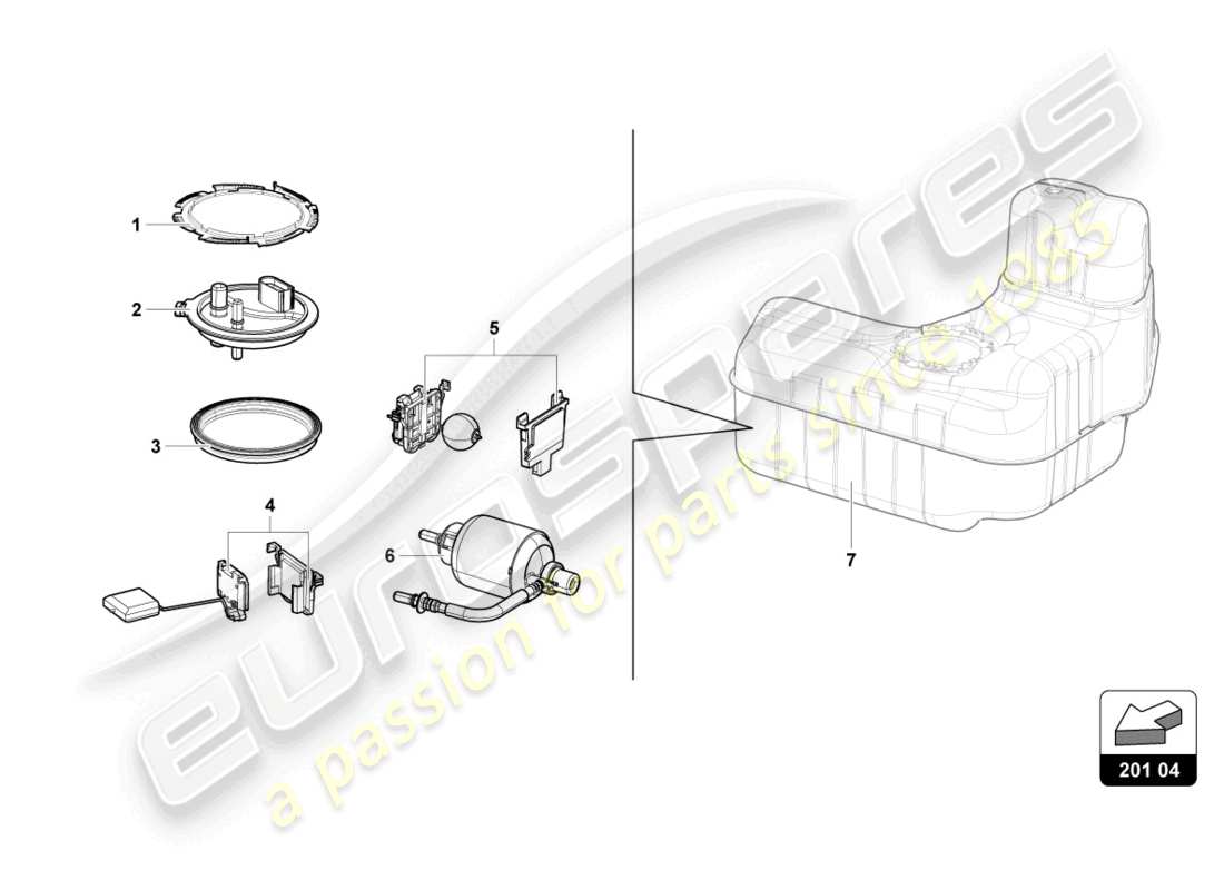 lamborghini evo coupe 2wd (2023) filtre à carburant gauche schéma des pièces