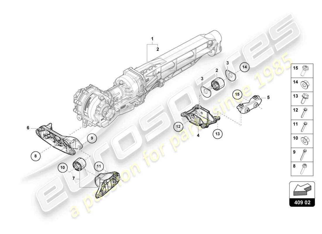 lamborghini evo coupe (2022) support pour essieu avant schéma des pièces