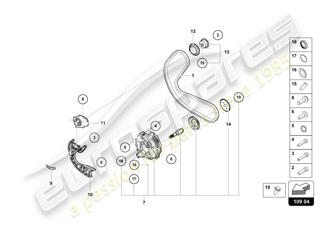 lamborghini evo spyder 2wd (2023) chaîne de distribution schéma des pièces