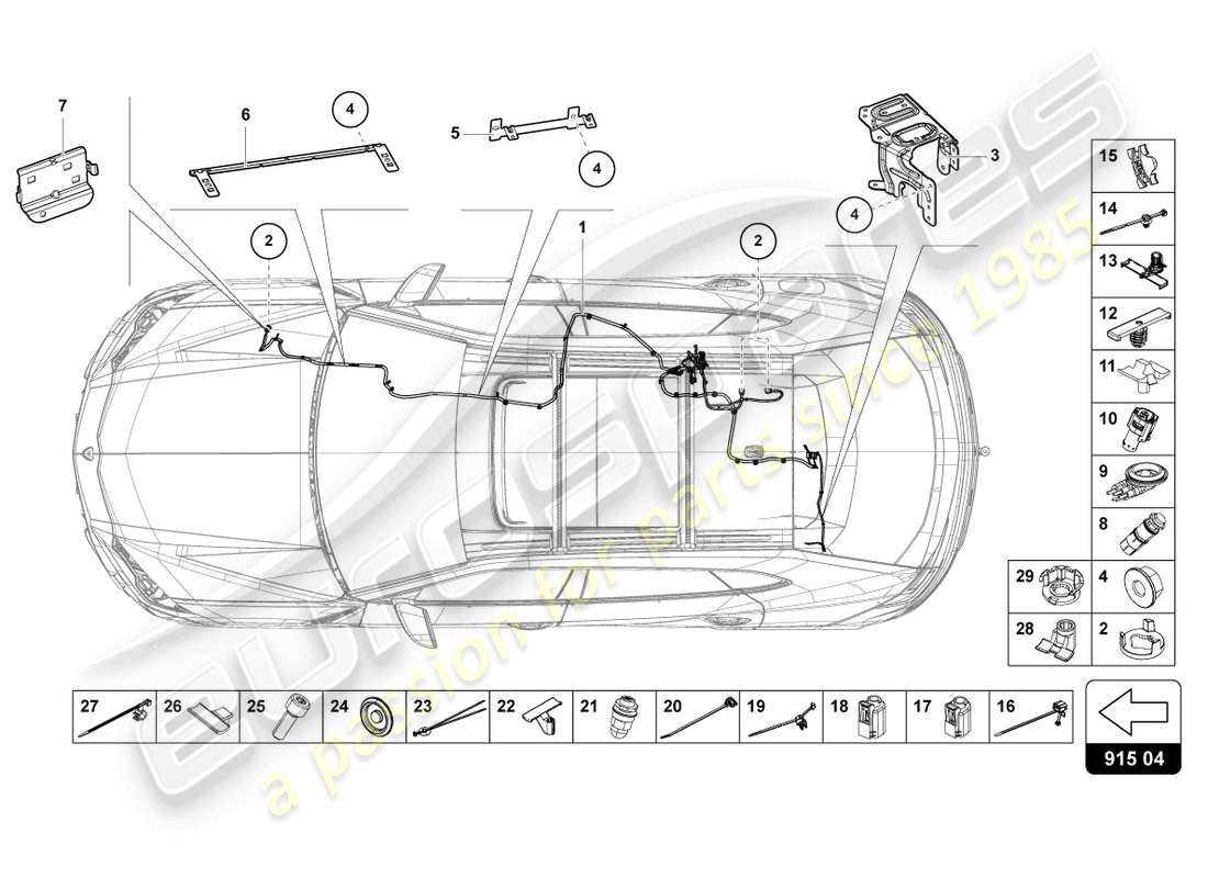 lamborghini urus (2020) jeu de câblage pour batterie +/- schéma des pièces
