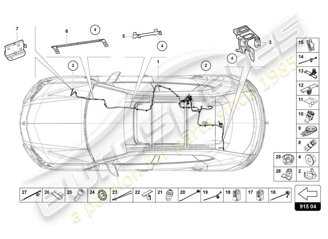 lamborghini urus (2020) jeu de cablage pour batterie +/- schéma des pièces