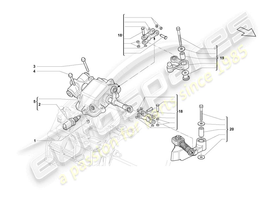 lamborghini blancpain sts (2012) mécanisme de sélection extérieur schéma des pièces