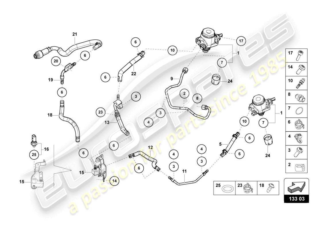 lamborghini 2024 (tecnica) schéma des pièces de la pompe à carburant