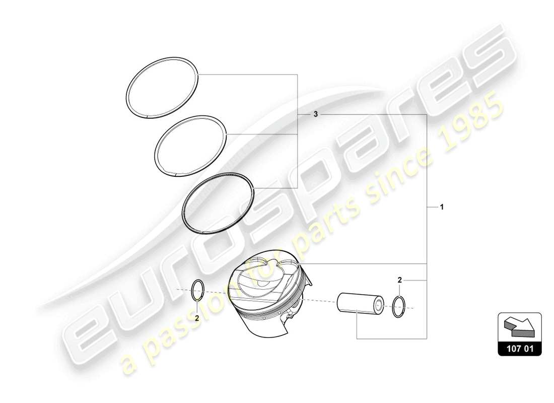 lamborghini evo coupe 2wd (2021) piston complet schéma des pièces