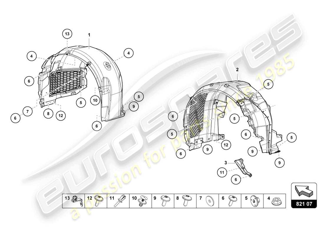 lamborghini tecnica (2024) garniture de logement de roue schéma des pièces