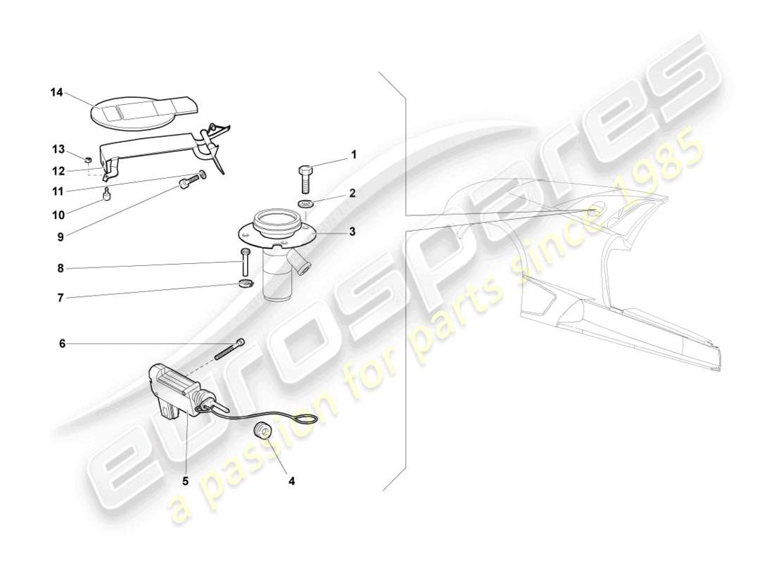 lamborghini lp640 coupe (2009) trappe de remplissage de carburant schéma des pièces