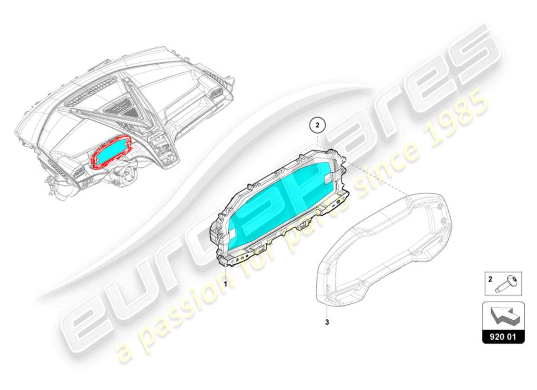lamborghini revuelto coupe (2024) combi-instrument schéma des pièces