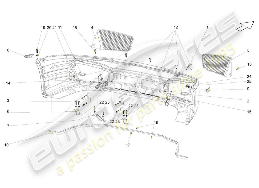 lamborghini gallardo coupe (2004) pare-chocs avant schéma des pièces