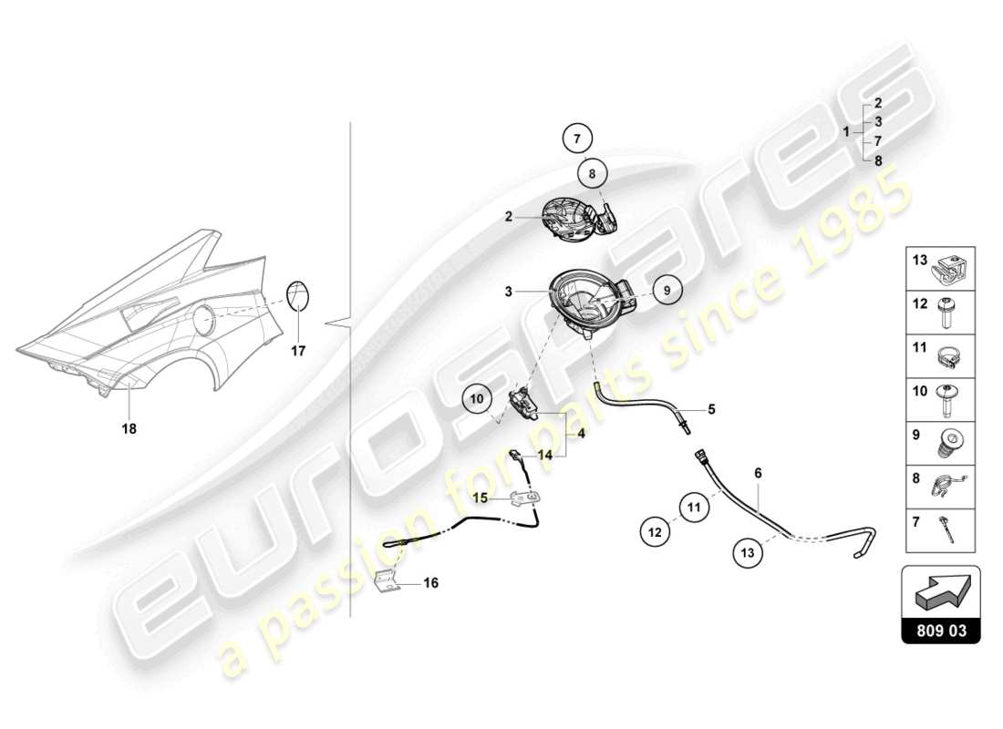 lamborghini sto (2021) trappe de remplissage de carburant schéma des pièces