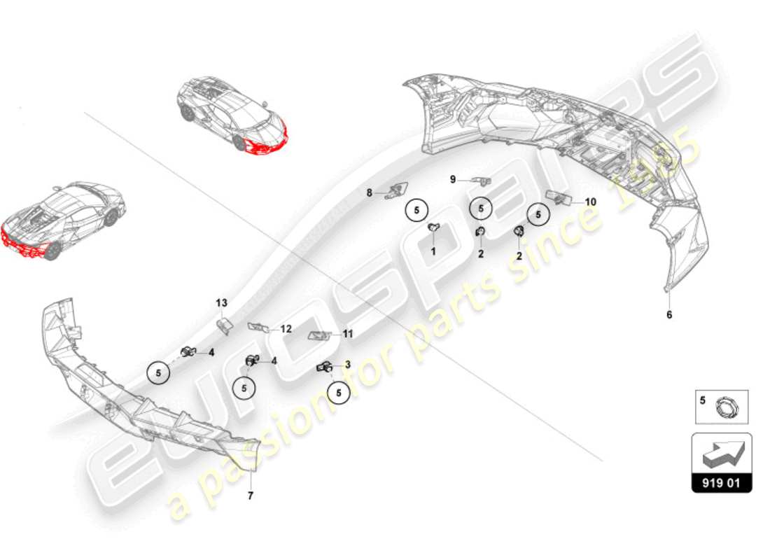 lamborghini revuelto coupe (2024) capteurs schéma des pièces