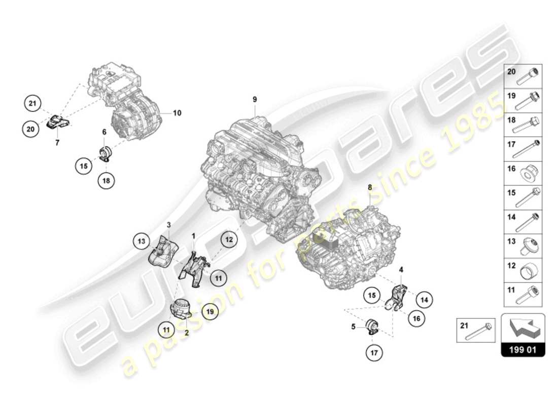 lamborghini revuelto coupe (2024) pièces de sécurisation de transmission schéma des pièces