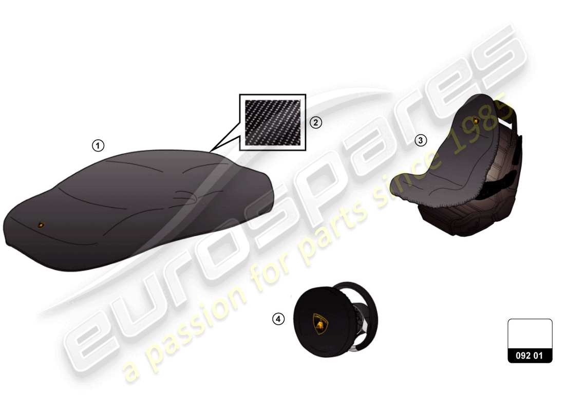 lamborghini aventador ultimae (accessories) protection schéma des pièces