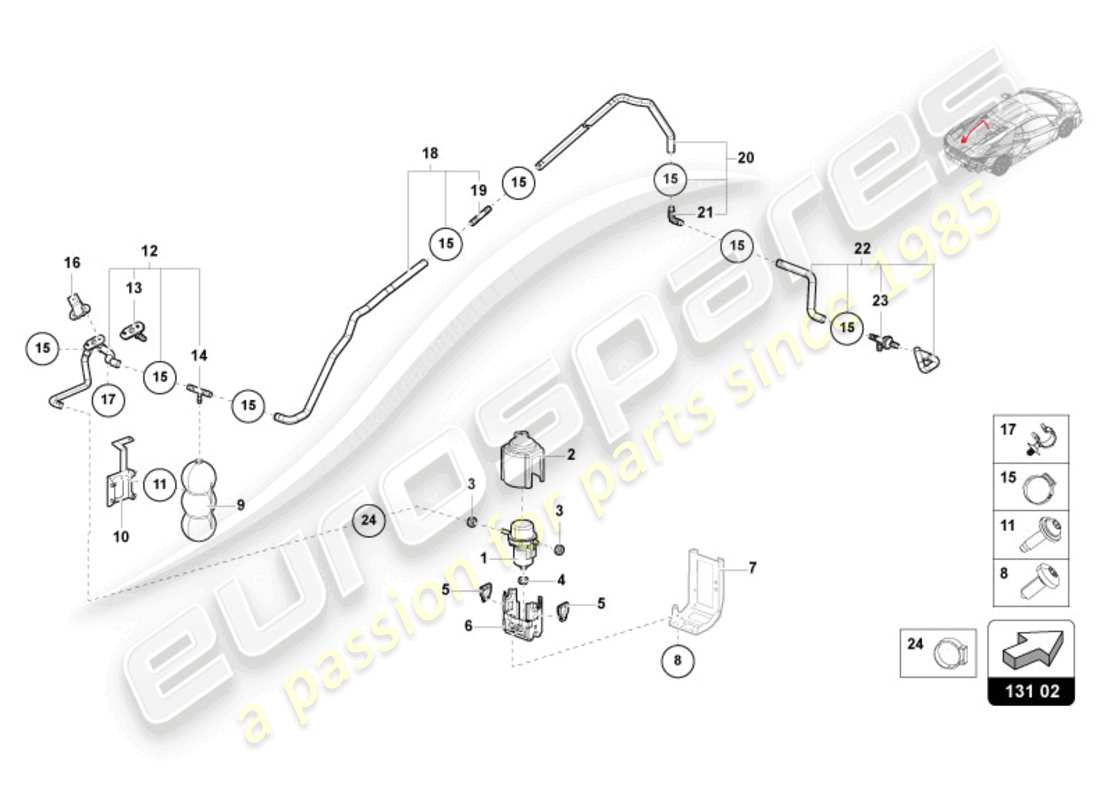lamborghini revuelto coupe (2024) diagramme de pièce de la ligne de vide