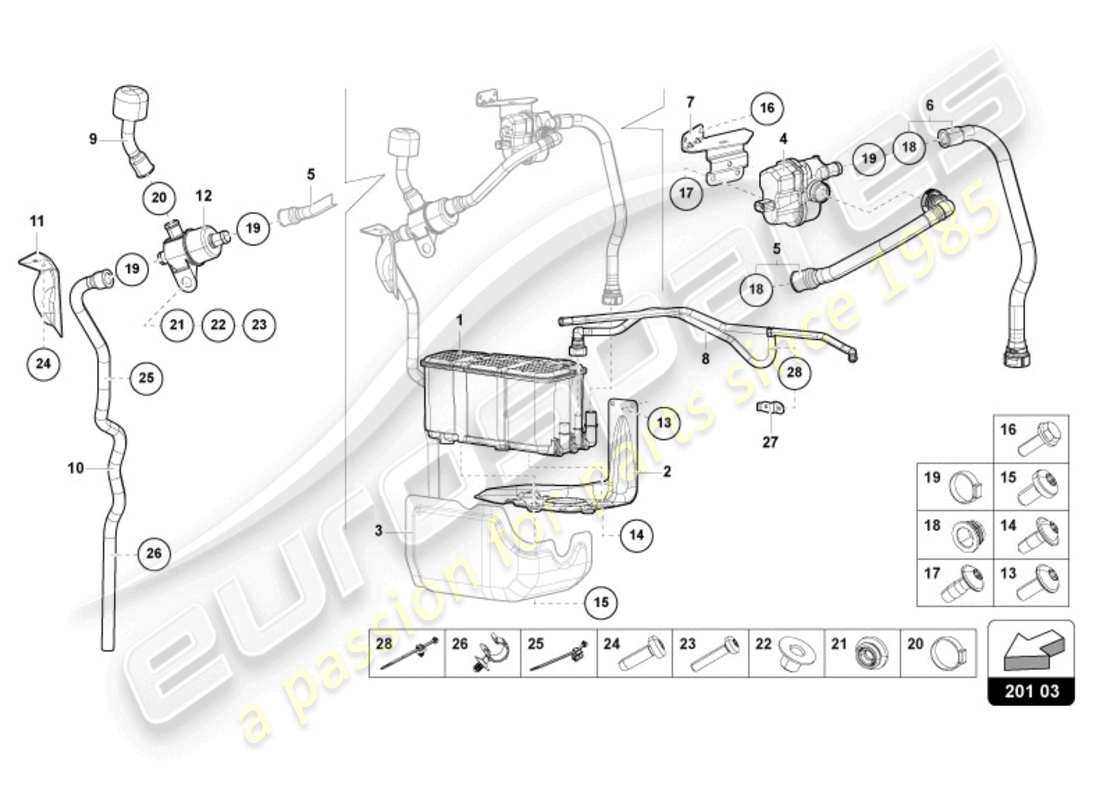 lamborghini revuelto coupe (2024) récipient à charbon actif schéma des pièces