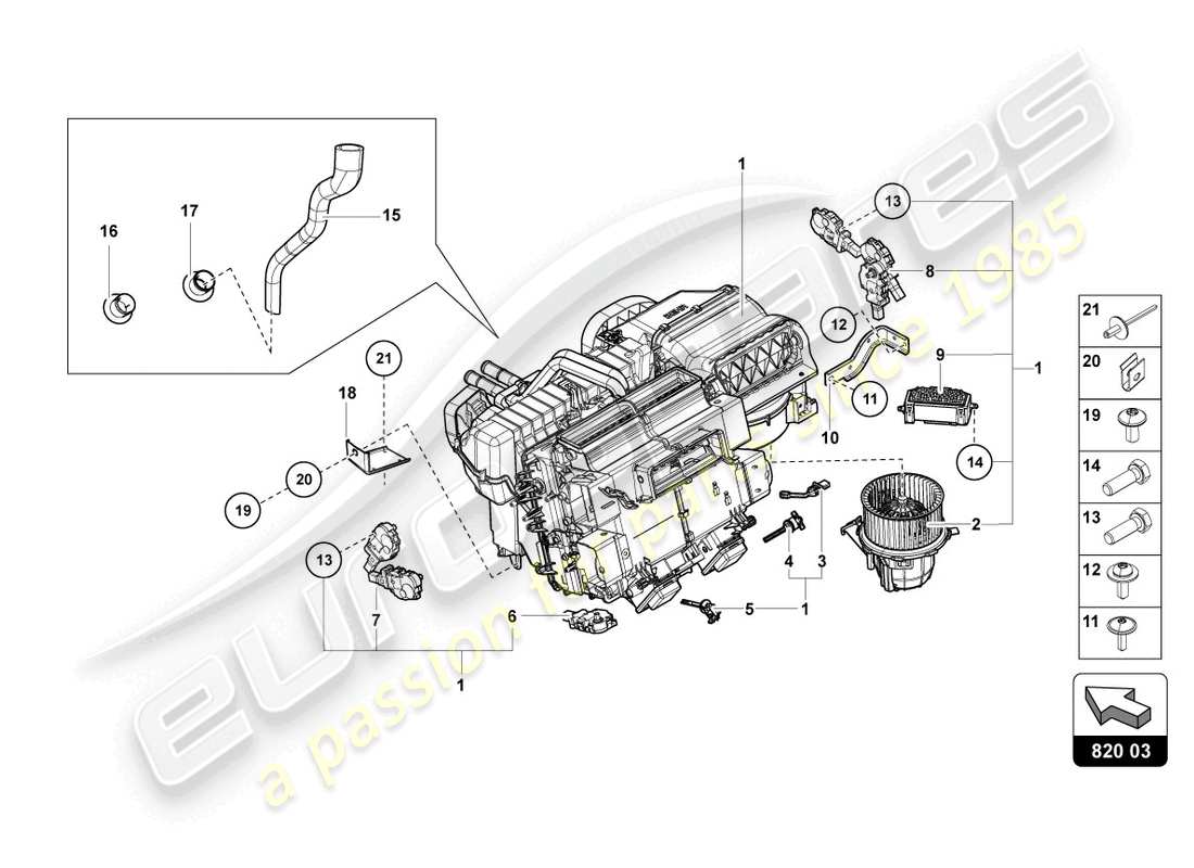 lamborghini countach lpi 800-4 (2022) schéma des pièces de climatisation