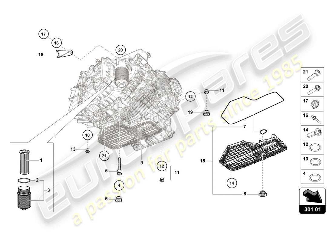 lamborghini evo coupe 2wd (2021) filtre à huile schéma des pièces