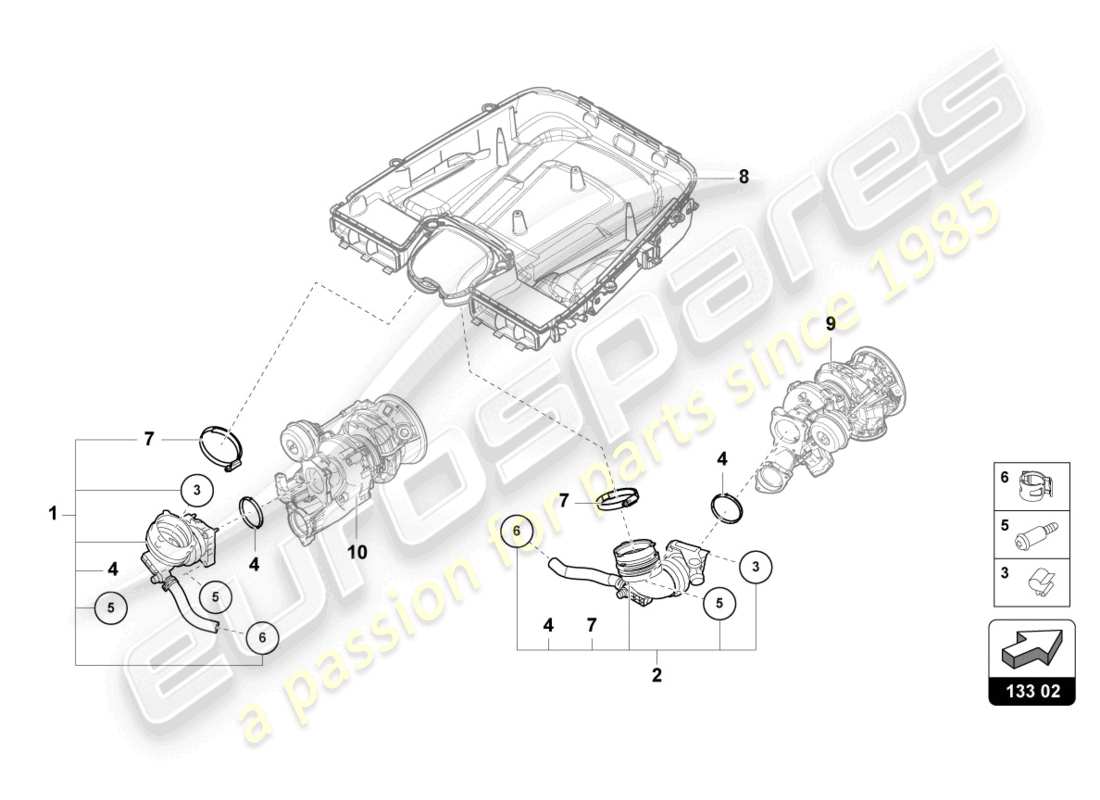 lamborghini urus (2020) connexion d'admission schéma des pièces