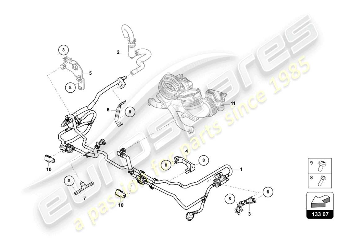 lamborghini urus (2020) conduite d'alimentation en carburant 4.0 ltr. schéma des pièces