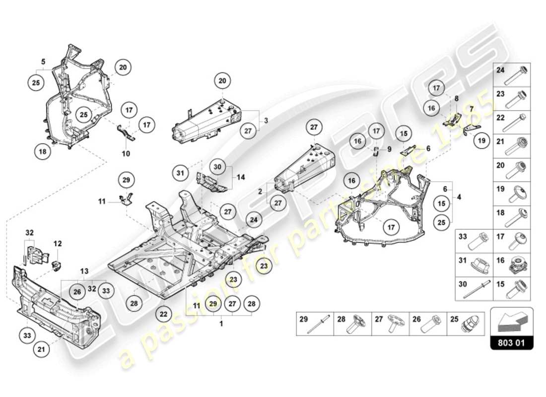 lamborghini revuelto coupe (2024) cadre avant schéma des pièces