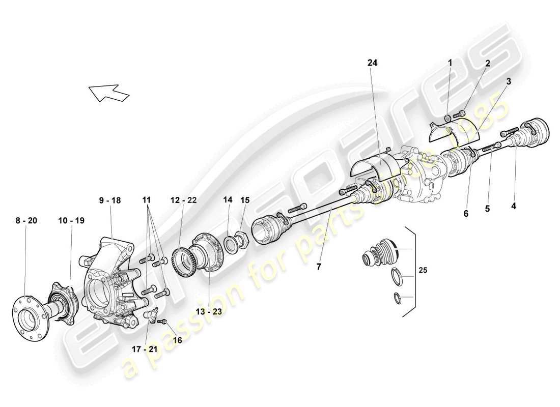 lamborghini reventon arbre de transmission arrière schéma des pièces