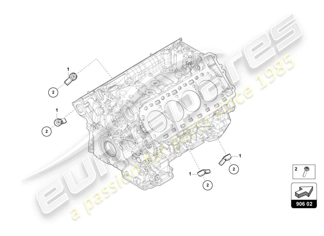 lamborghini urus (2019) diagramme des pièces du capteur de choc