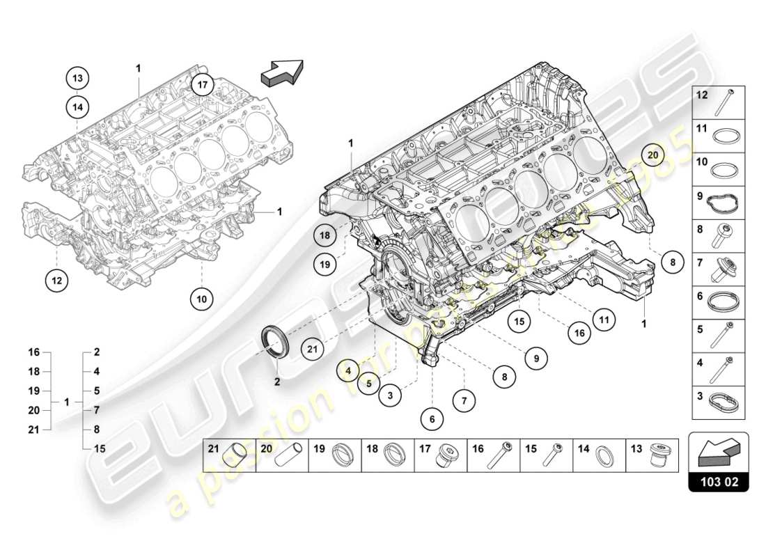 lamborghini super trofeo evo 2 (2022) carter moteur schéma des pièces