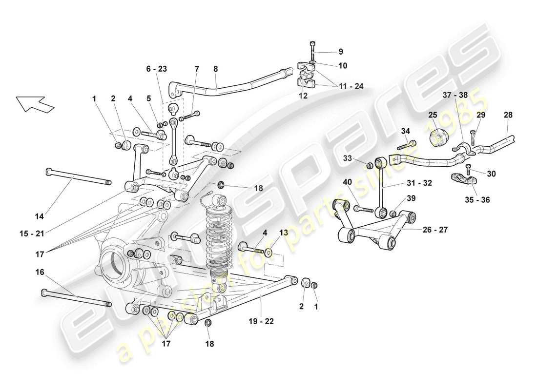 lamborghini lp640 coupe (2009) wishbone arrière schéma des pièces