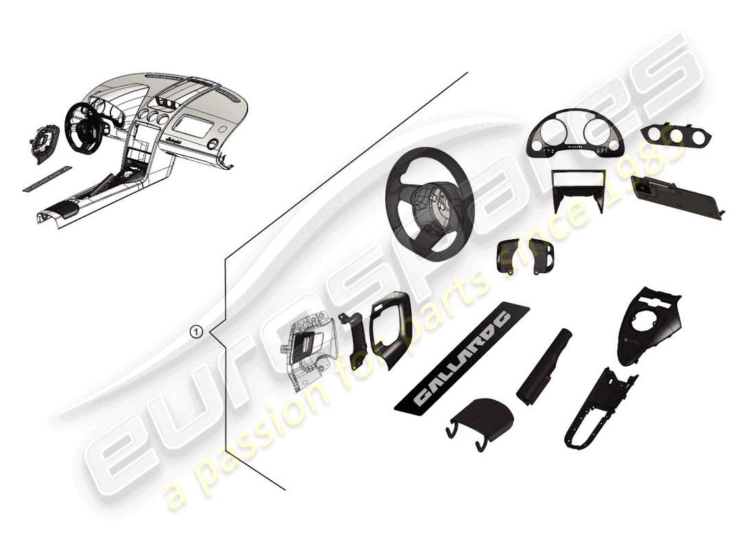 lamborghini gallardo coupe (accessories) package de rétrofit dark carbon schéma des pièces