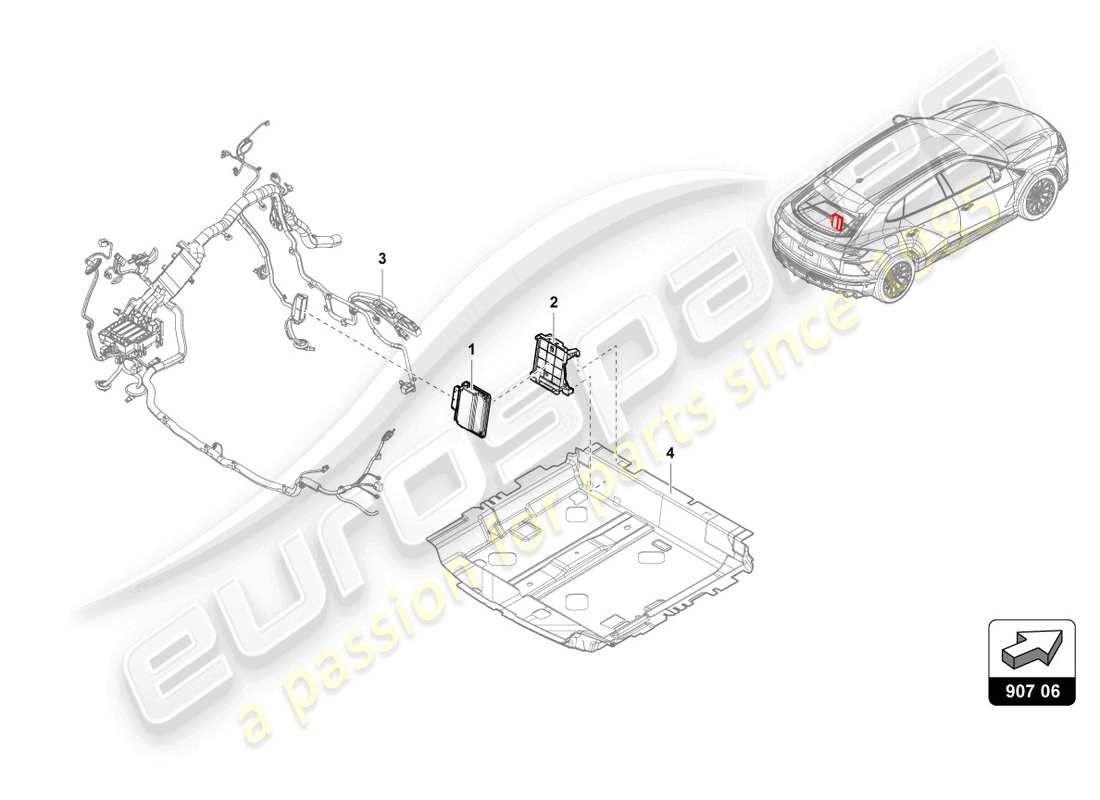 lamborghini urus (2019) unité de commande pour quatre roues motrices schéma des pièces