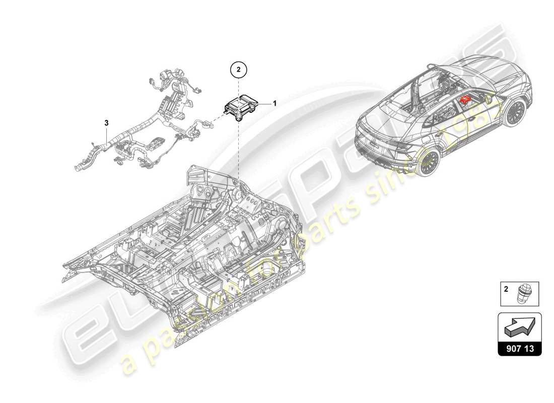 lamborghini urus (2022) unité de commande pour châssis schéma des pièces